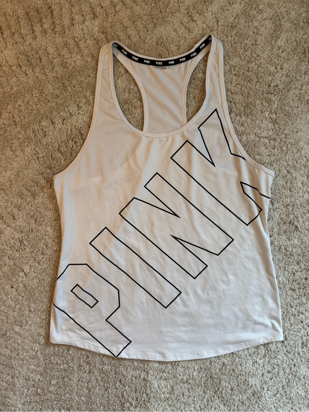 Victoria’s Secret PINK white spellout tank in size S, EUC!!
